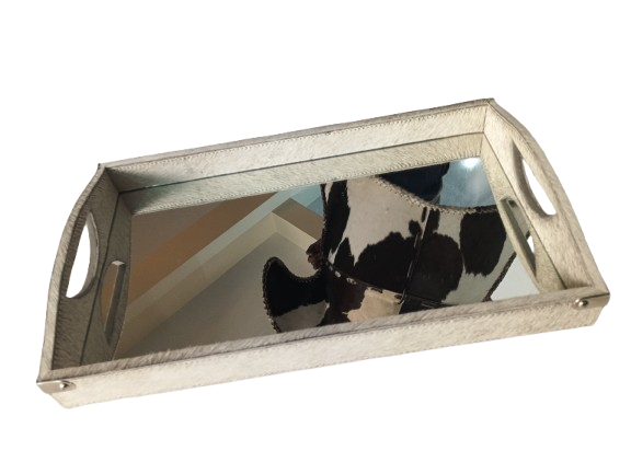 Leather Tray With Mirror