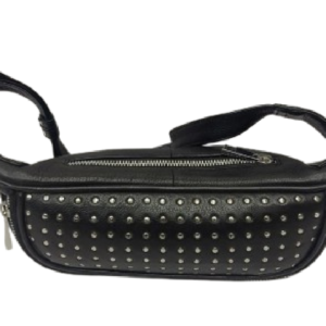 Leather Waist  Bag ( studded fanny pack in black)