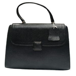Leather Satchel Handbag in Black