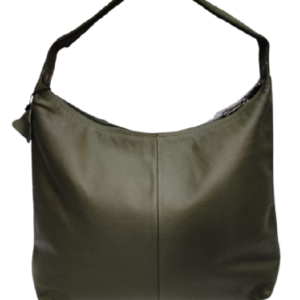 Leather Hobo Bag -shoulder bag in dark olive green