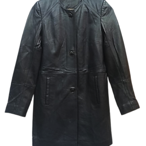 Black leather outerwear long coat &  woman'sJacket